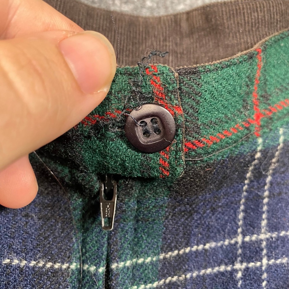The Woolrich Woman Vintage Plaid Wool Midi Skirt Green Blue Tartan USA Made 27W‎ - Picture 5 of 8